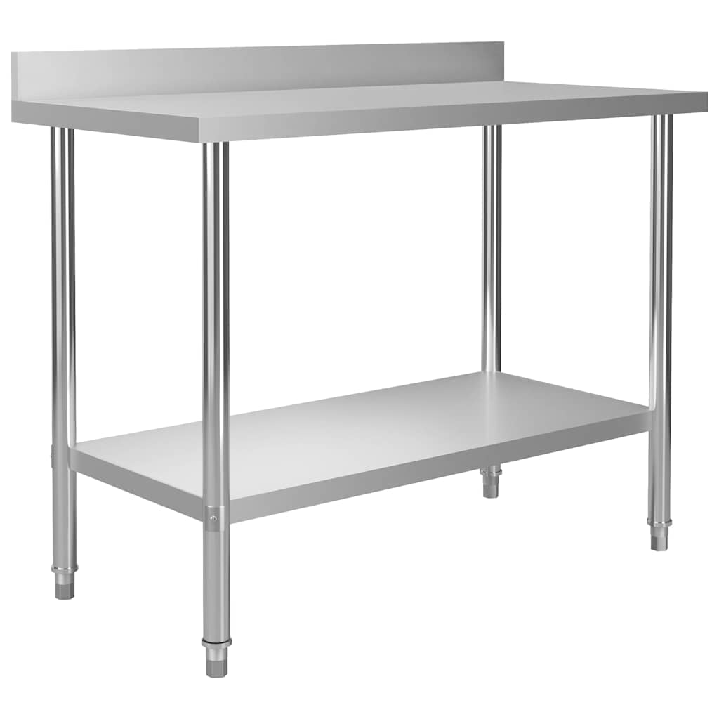 arbejdsbord til køkken m. stænkplade 120x60x93 cm rustfrit stål