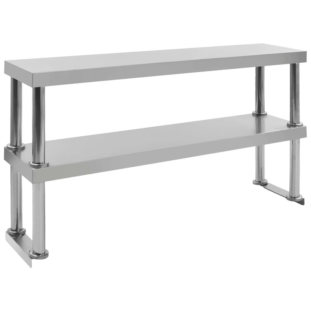 tophylde i 2 niveauer til arbejdsbord 120x30x65 cm rustfrit stål