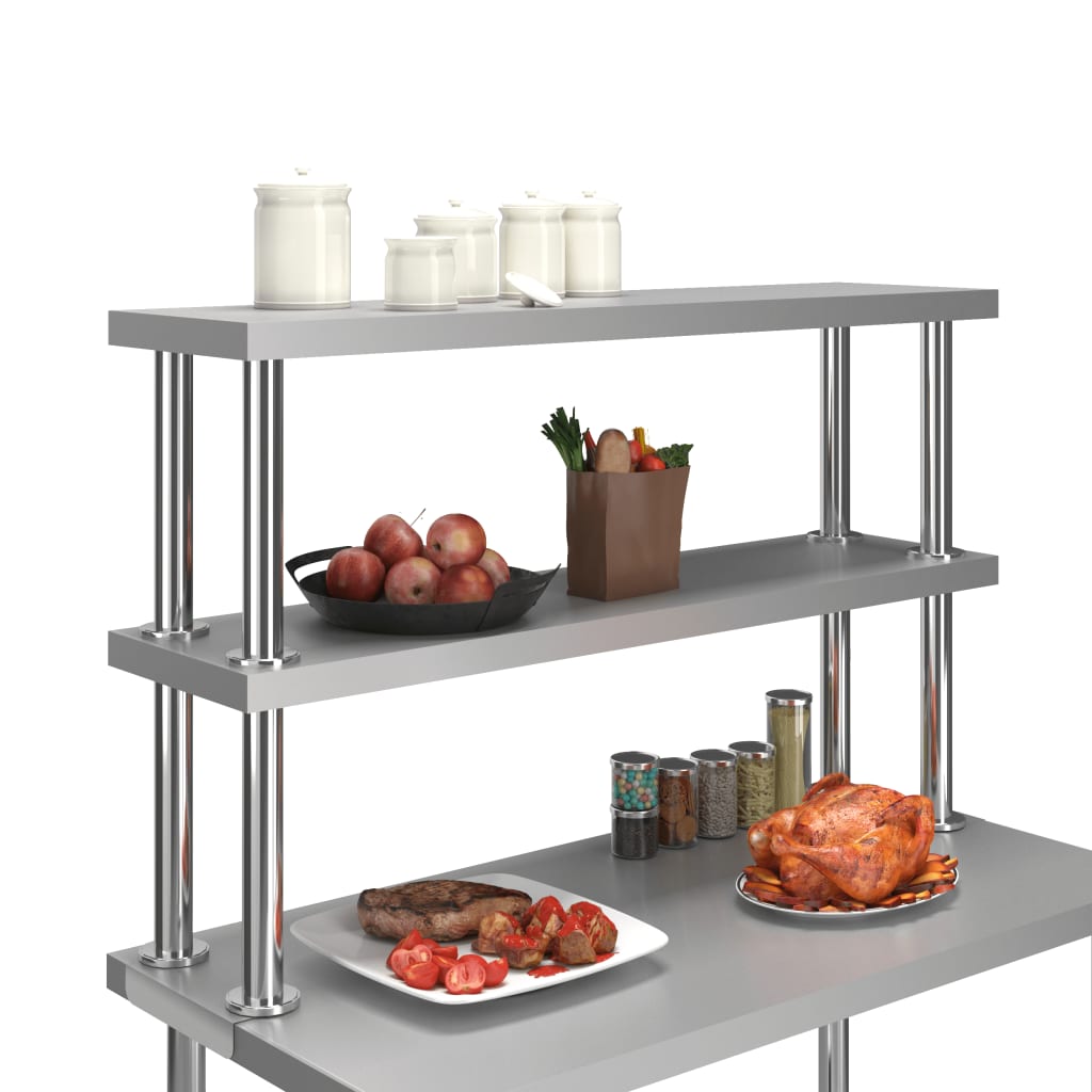 tophylde i 2 niveauer til arbejdsbord 120x30x65 cm rustfrit stål