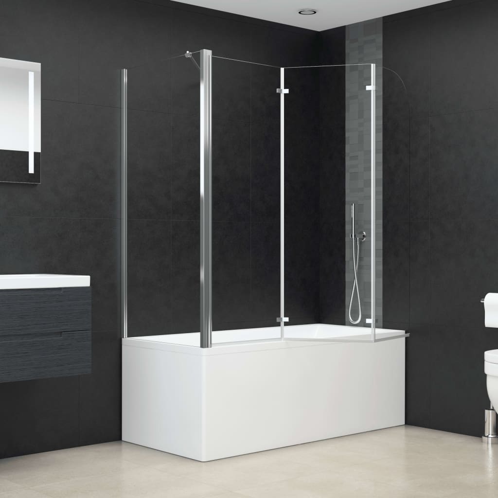 brusevæg til badekar 120x69x130 cm hærdet glas gennemsigtigt