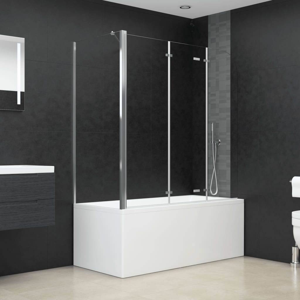 brusevæg til badekar 120x69x130 cm hærdet glas gennemsigtigt