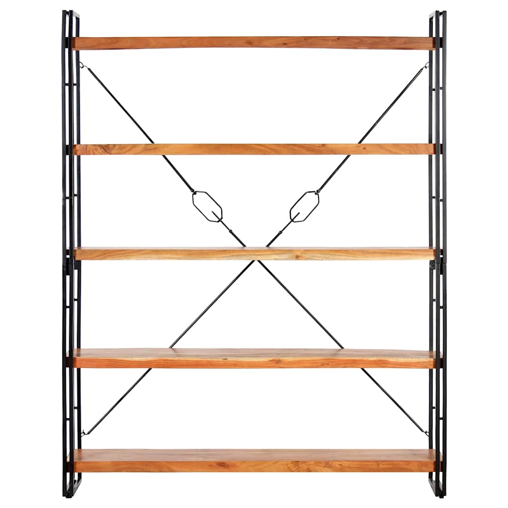 bogreol i 5 niveauer 140x30x180 cm massivt akacietræ