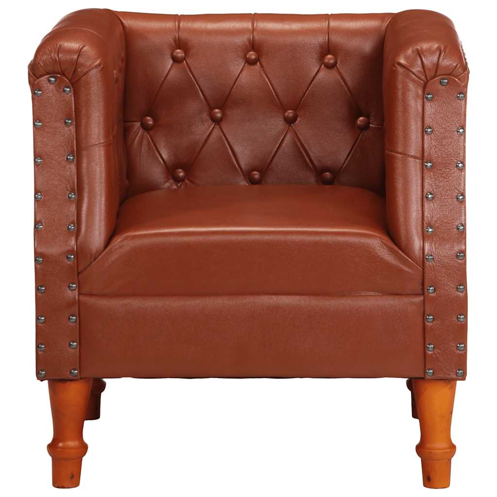 lænestol ægte læder brun