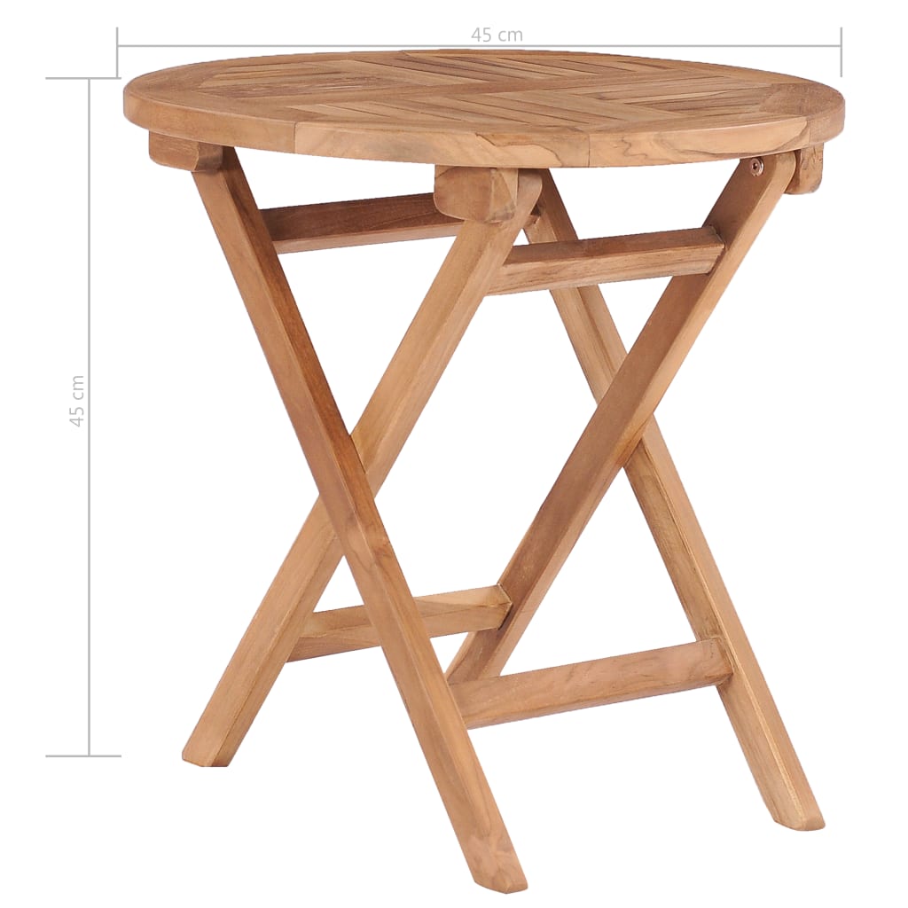foldbart havebord 45 cm massivt teaktræ