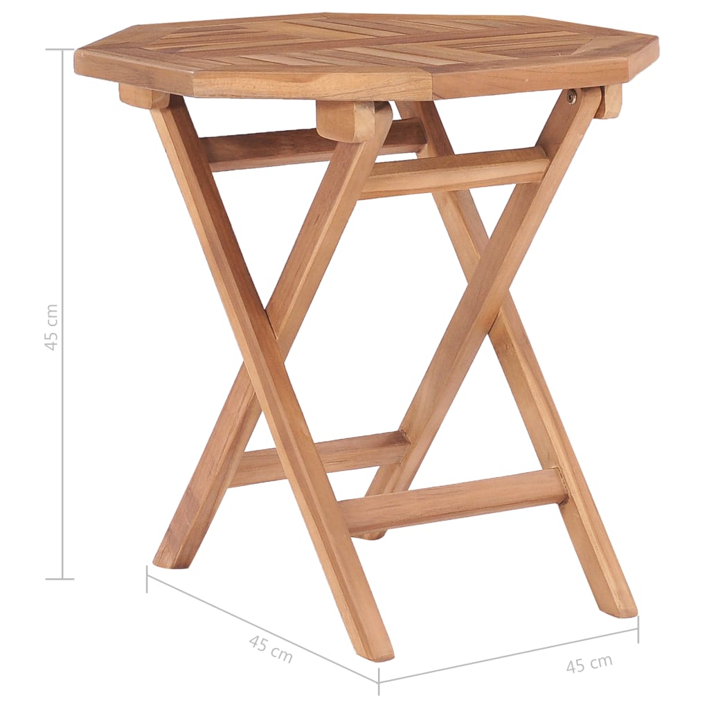 foldbart havebord 45x45x45 cm massivt teaktræ