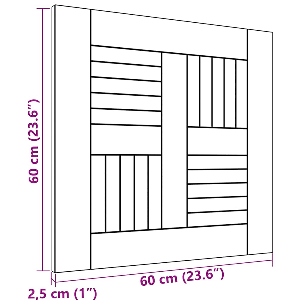 bordplade 60x60x2,5 cm massivt teaktræ