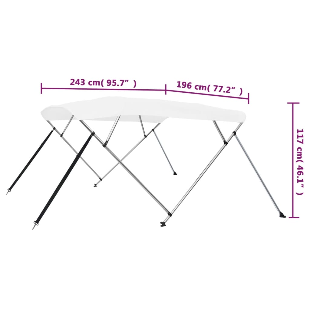biminitop med 4 buer 243x196x137 cm hvid