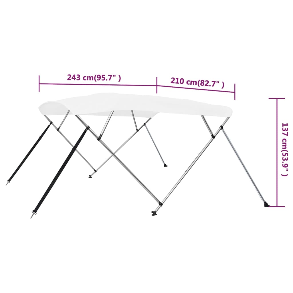 biminitop med 4 buer 243x210x137 cm hvid