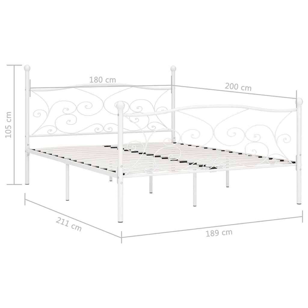 sengestel med lamelbund 180 x 200 cm metal hvid