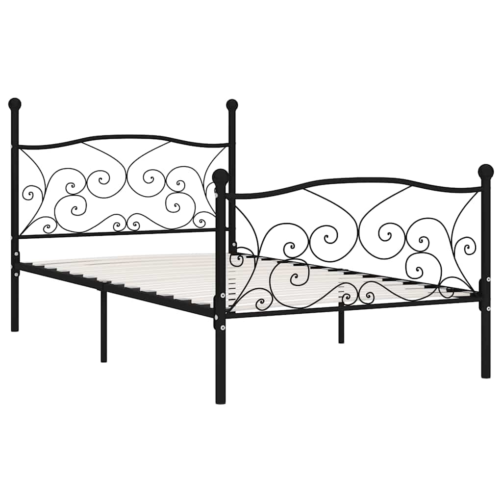 sengestel med lamelbund 90 x 200 cm metal sort