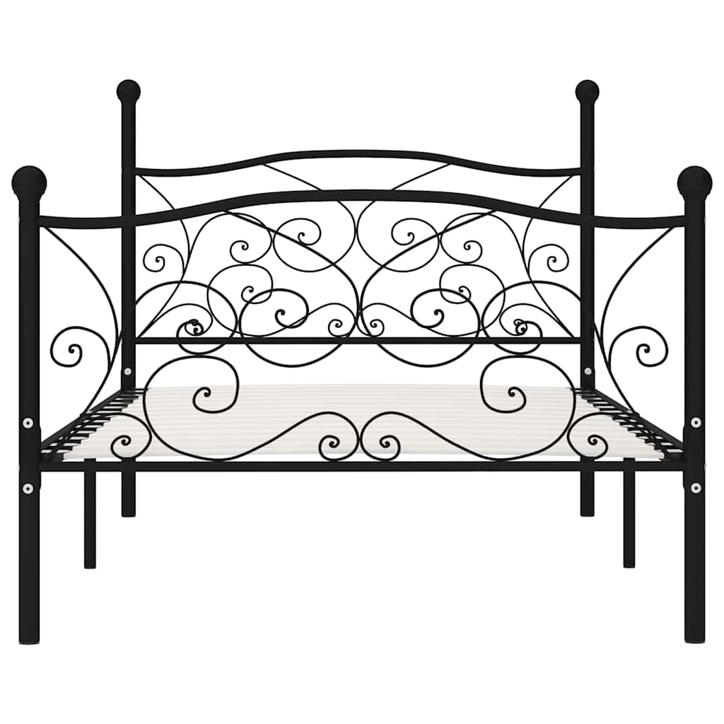 sengestel med lamelbund 90 x 200 cm metal sort