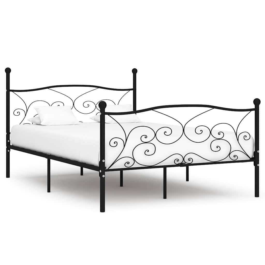 sengestel med lamelbund 160 x 200 cm metal sort