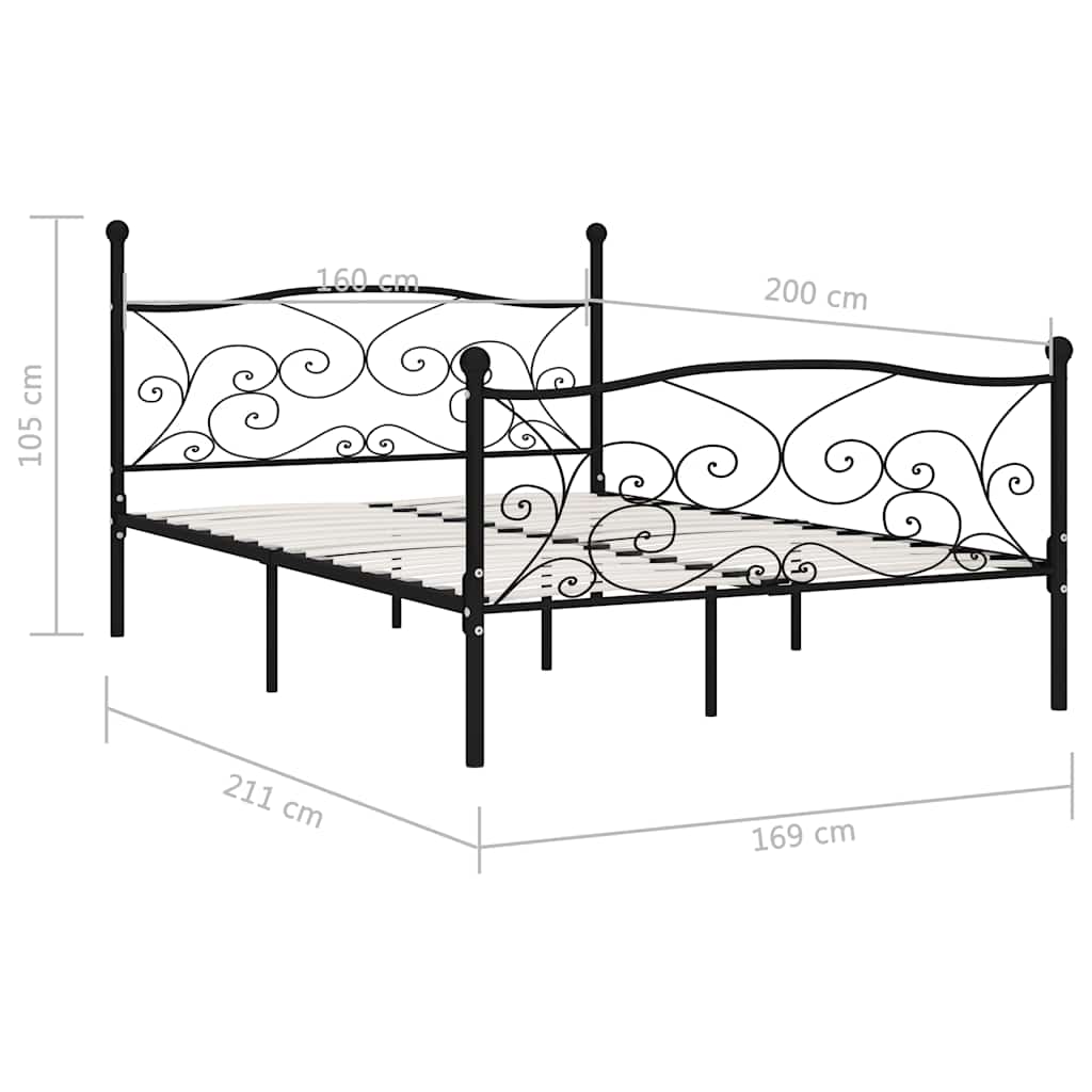 sengestel med lamelbund 160 x 200 cm metal sort