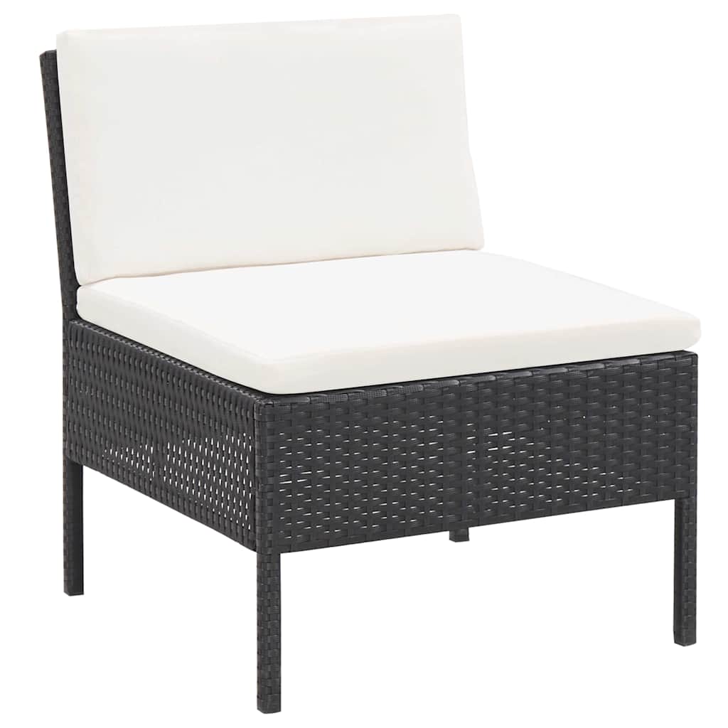 havesofasæt med hynder 5 dele polyrattan sort