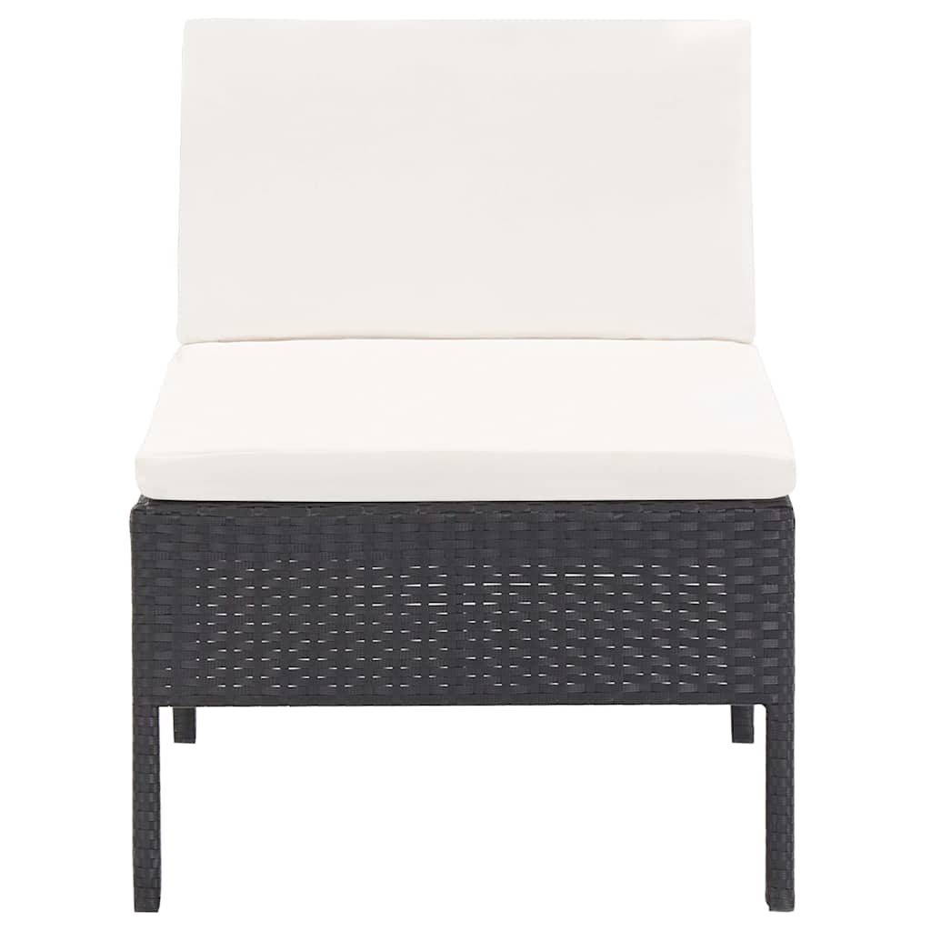 havesofasæt med hynder 5 dele polyrattan sort