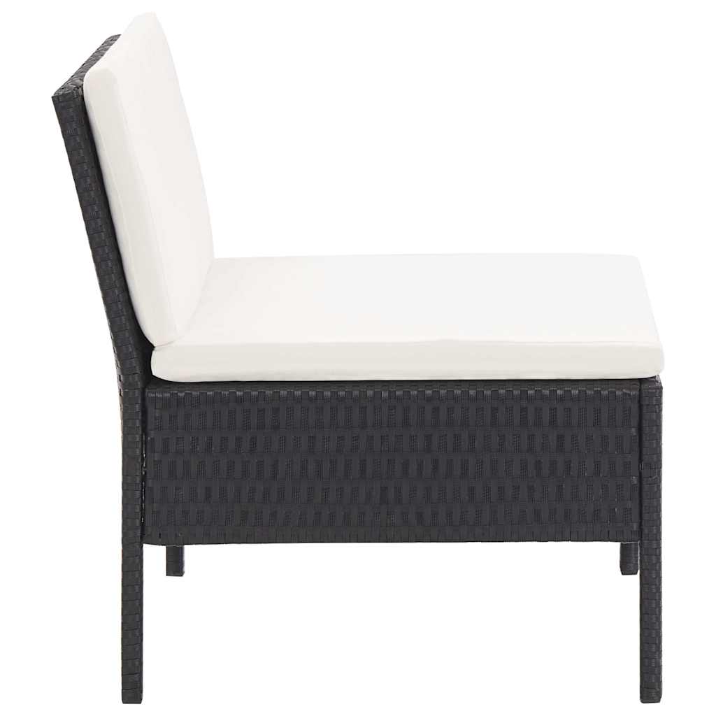 havesofasæt med hynder 5 dele polyrattan sort