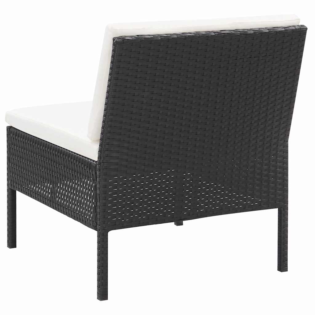havesofasæt med hynder 5 dele polyrattan sort