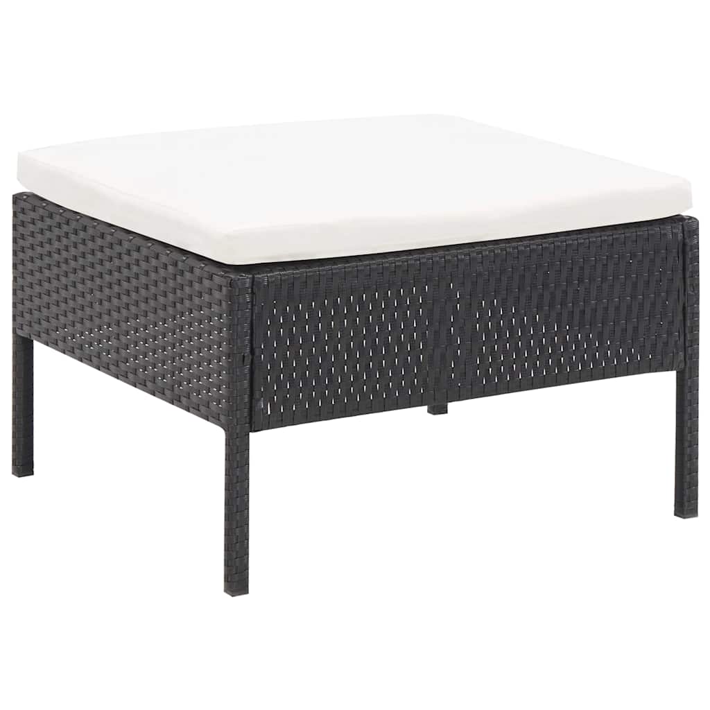 havesofasæt med hynder 5 dele polyrattan sort