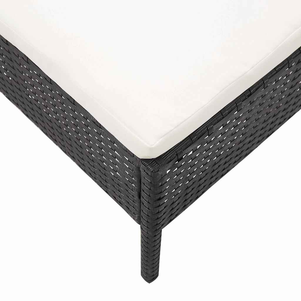 havesofasæt med hynder 5 dele polyrattan sort