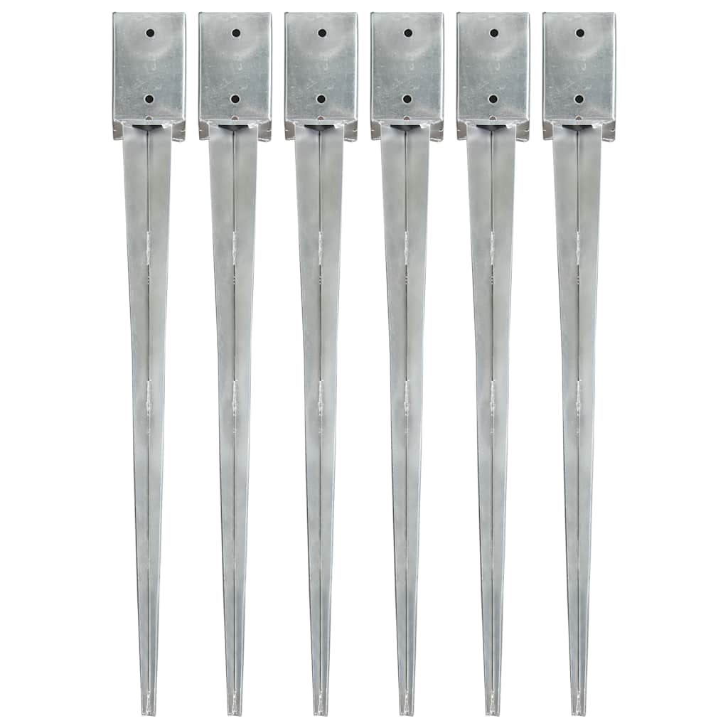 jordpløkker 6 stk. 9 x 9 x 90 cm galvaniseret stål sølvfarvet