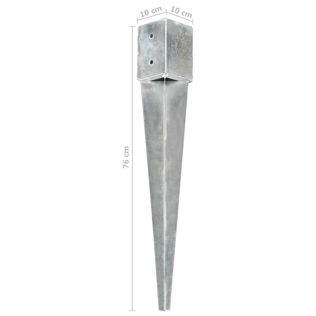 jordpløkker 6 stk. 10 x 10 x 76 cm galvaniseret stål sølvfarvet