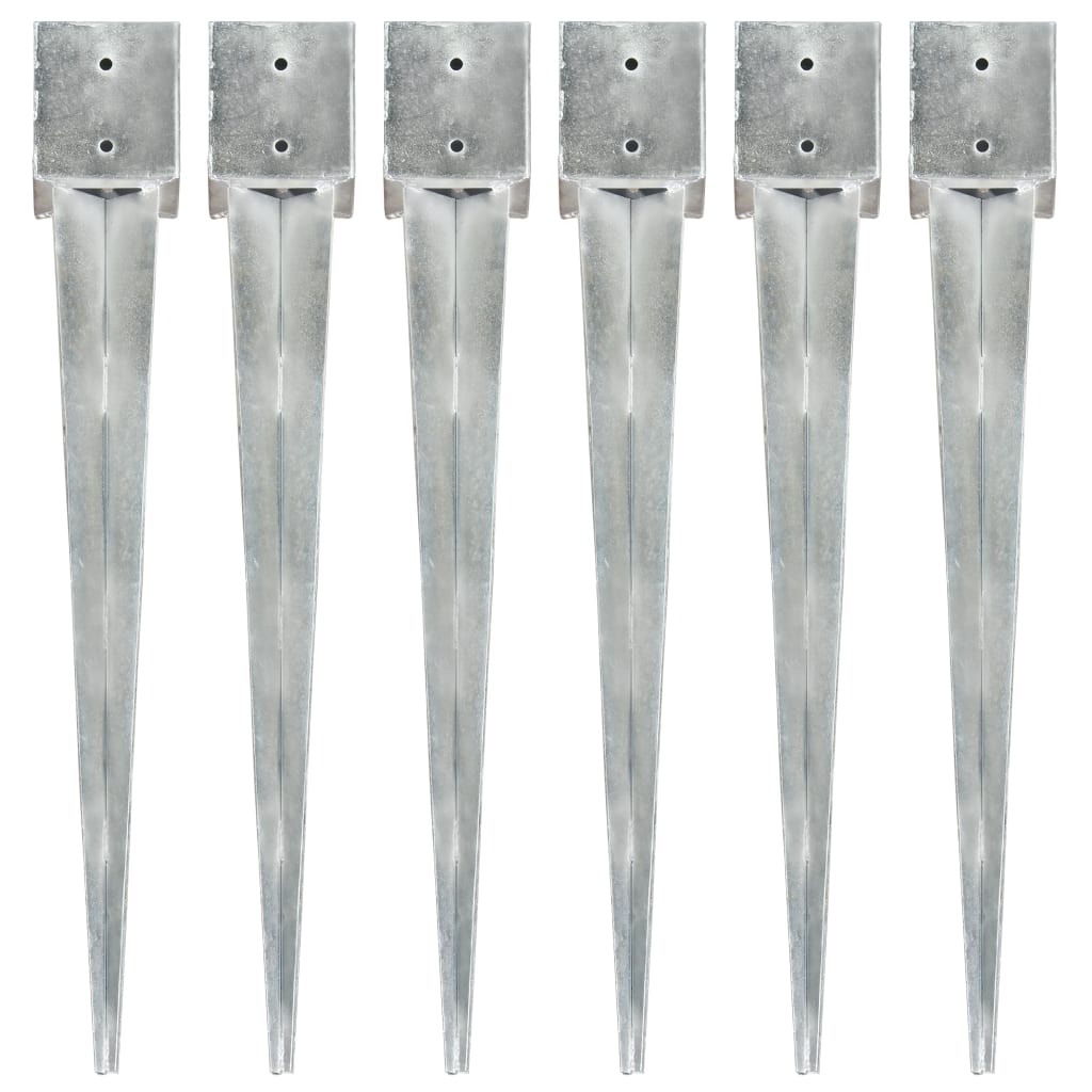 jordpløkker 6 stk. 12 x 12 x 89 cm galvaniseret stål sølvfarvet