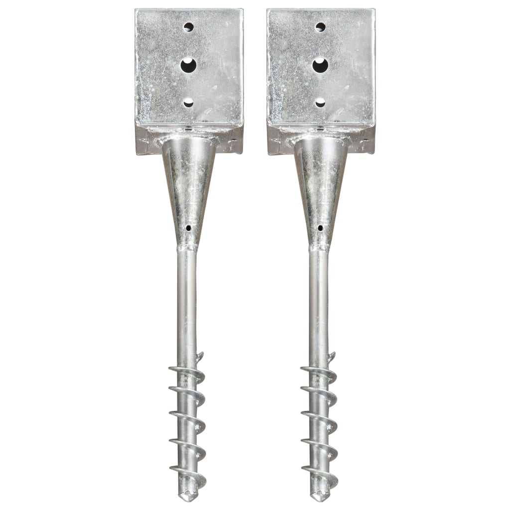 jordpløkker 2 stk. 12 x 12 x 56 cm galvaniseret stål sølvfarvet