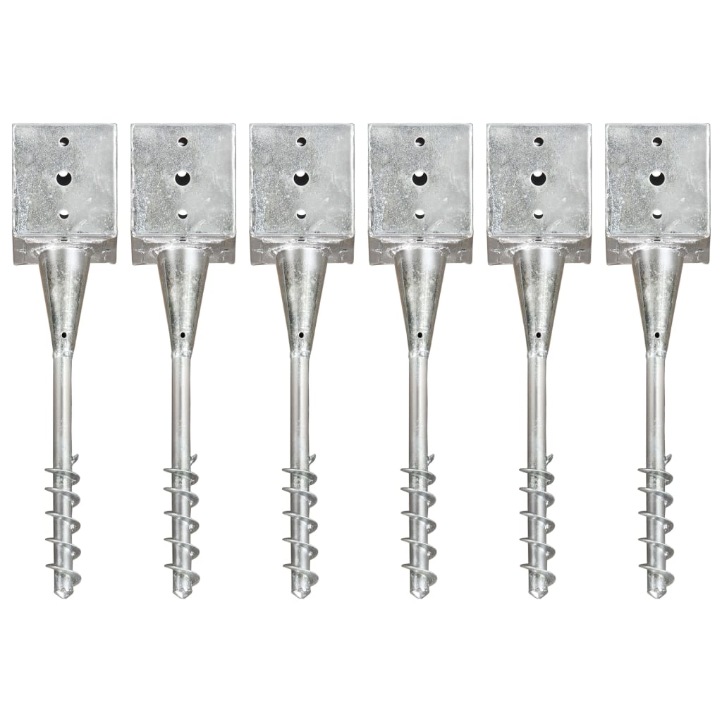 jordpløkker 6 stk. 12 x 12 x 56 cm galvaniseret stål sølvfarvet