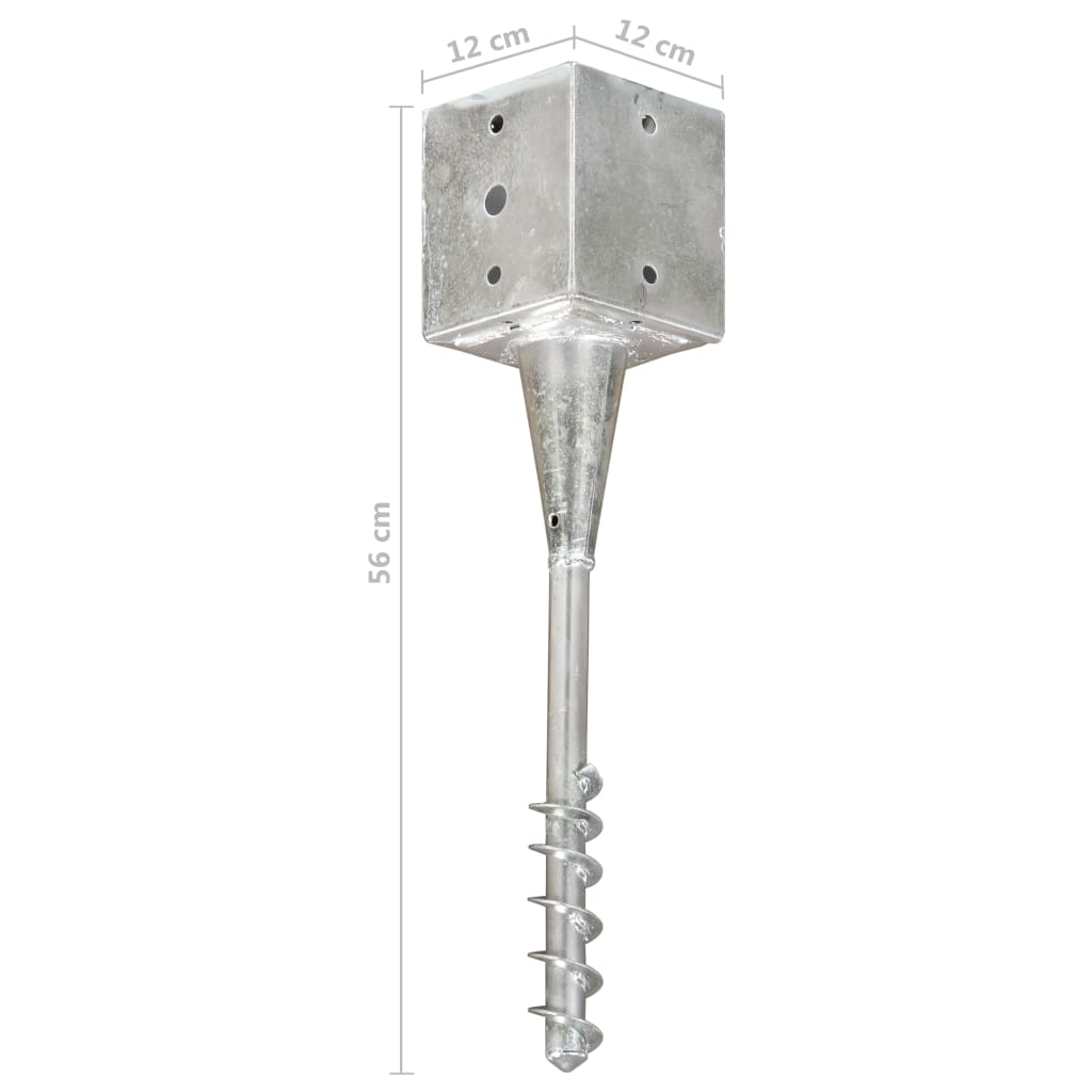 jordpløkker 6 stk. 12 x 12 x 56 cm galvaniseret stål sølvfarvet