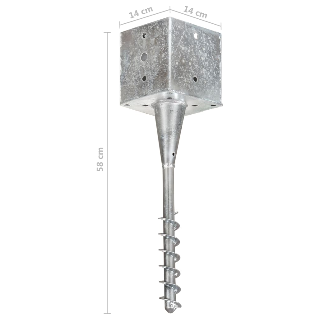 jordpløkker 6 stk.14x14x58 cm galvaniseret stål sølvfarvet