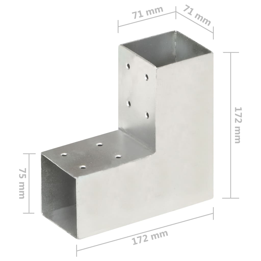 stolpebeslag L-form 71x71 mm galvaniseret metal