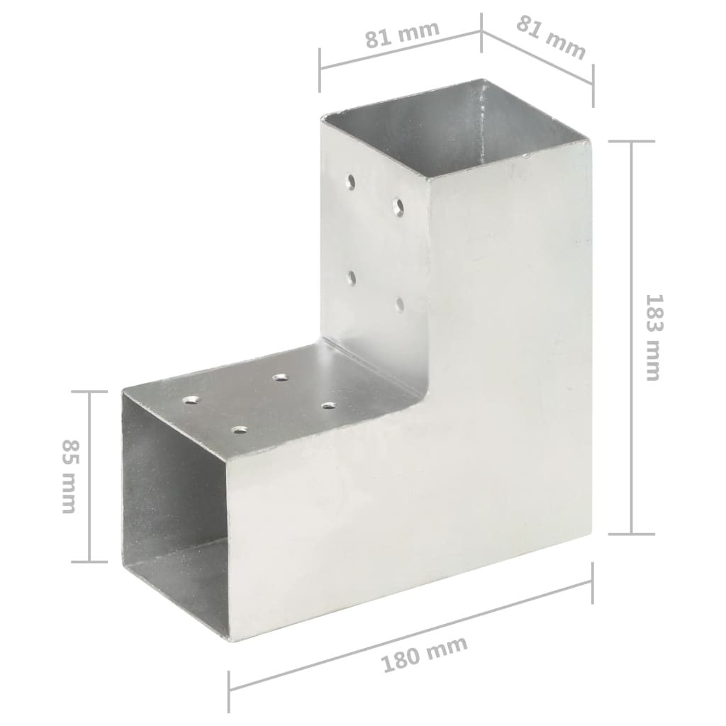 stolpebeslag L-form 4 stk. 81x81 mm galvaniseret metal