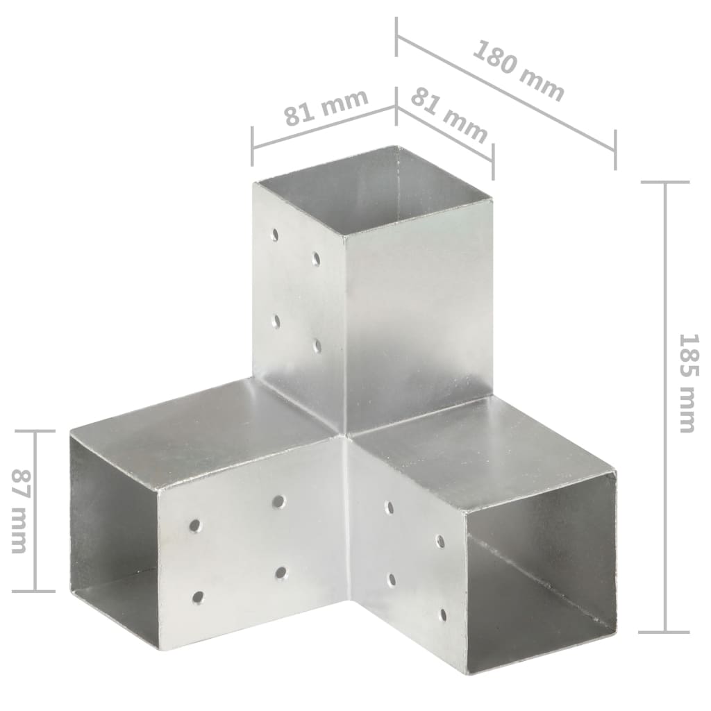 stolpebeslag Y-form 81x81 mm galvaniseret metal
