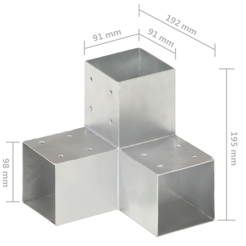 stolpebeslag Y-form 91x91 mm galvaniseret metal