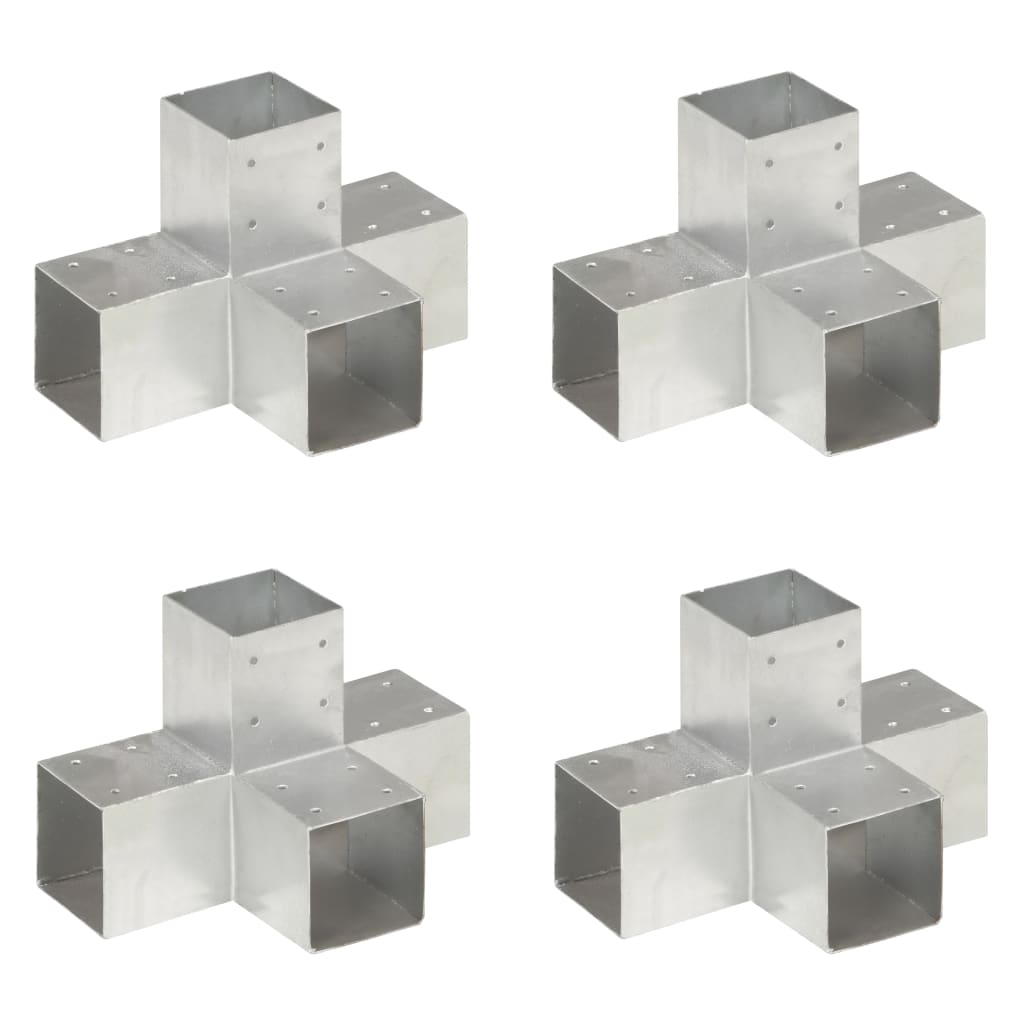 stolpebeslag X-form 4 stk. 91x91 mm galvaniseret metal