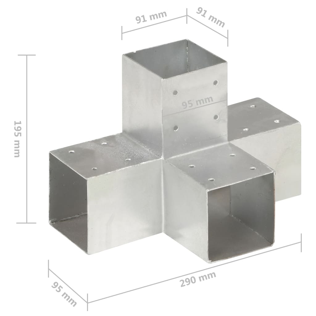 stolpebeslag X-form 4 stk. 91x91 mm galvaniseret metal