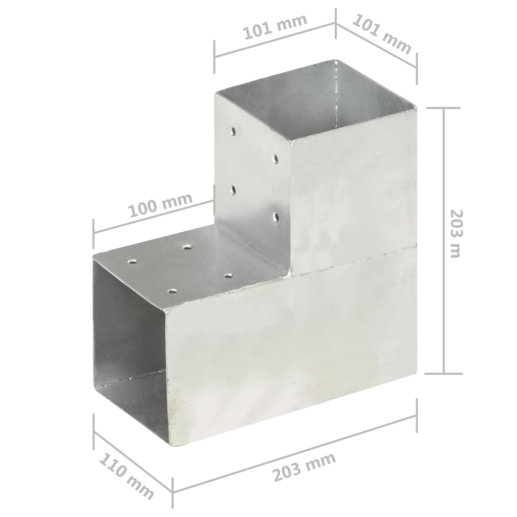 stolpebeslag L-form 101x101 mm galvaniseret metal