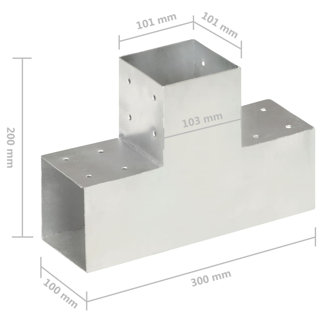 stolpebeslag T-form 101x101 mm galvaniseret metal