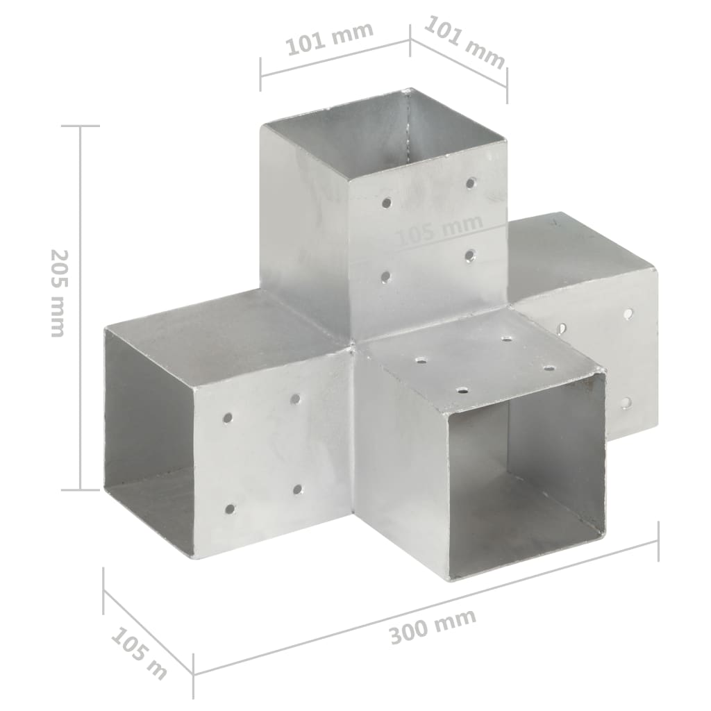 stolpebeslag X-form 101x101 mm galvaniseret metal