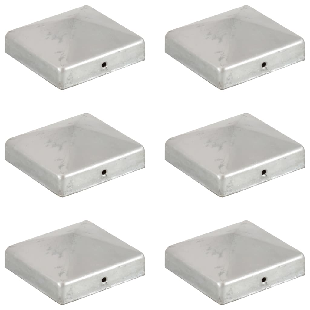 pyramideformede stolpehætter 6 stk. 81x81 mm galvaniseret metal