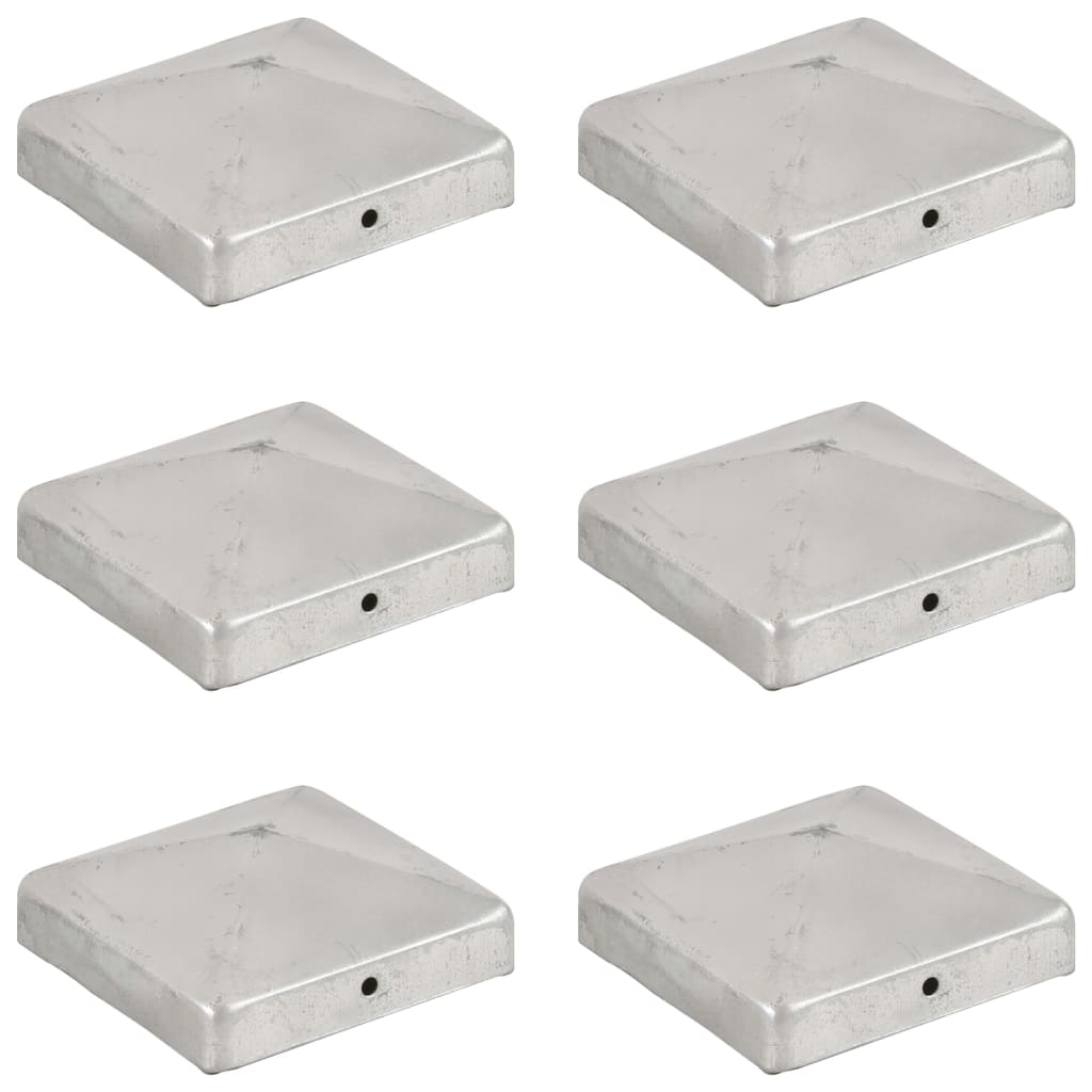 pyramideformede stolpehætter 6 stk. 91x91 mm galvaniseret metal