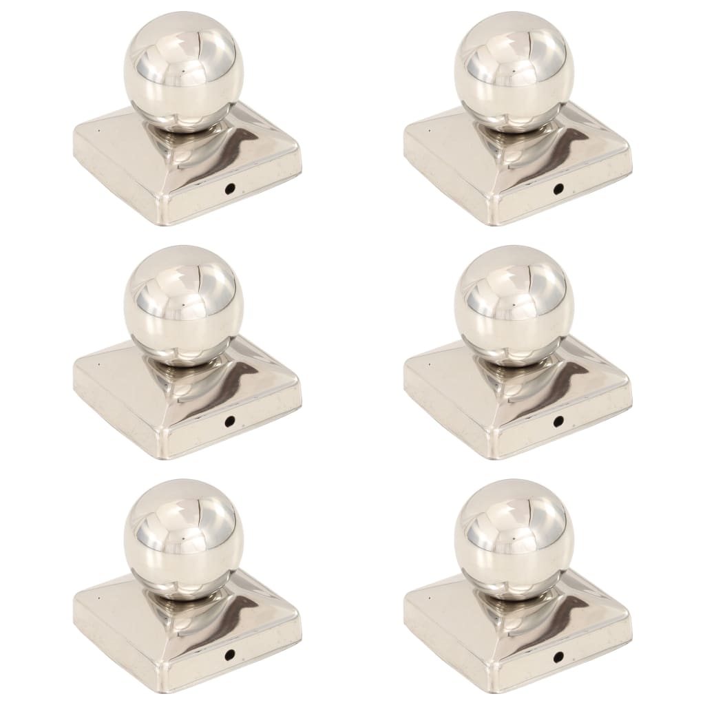 globusformet stolpehætte 6 stk. 81x81 mm rustfrit stål