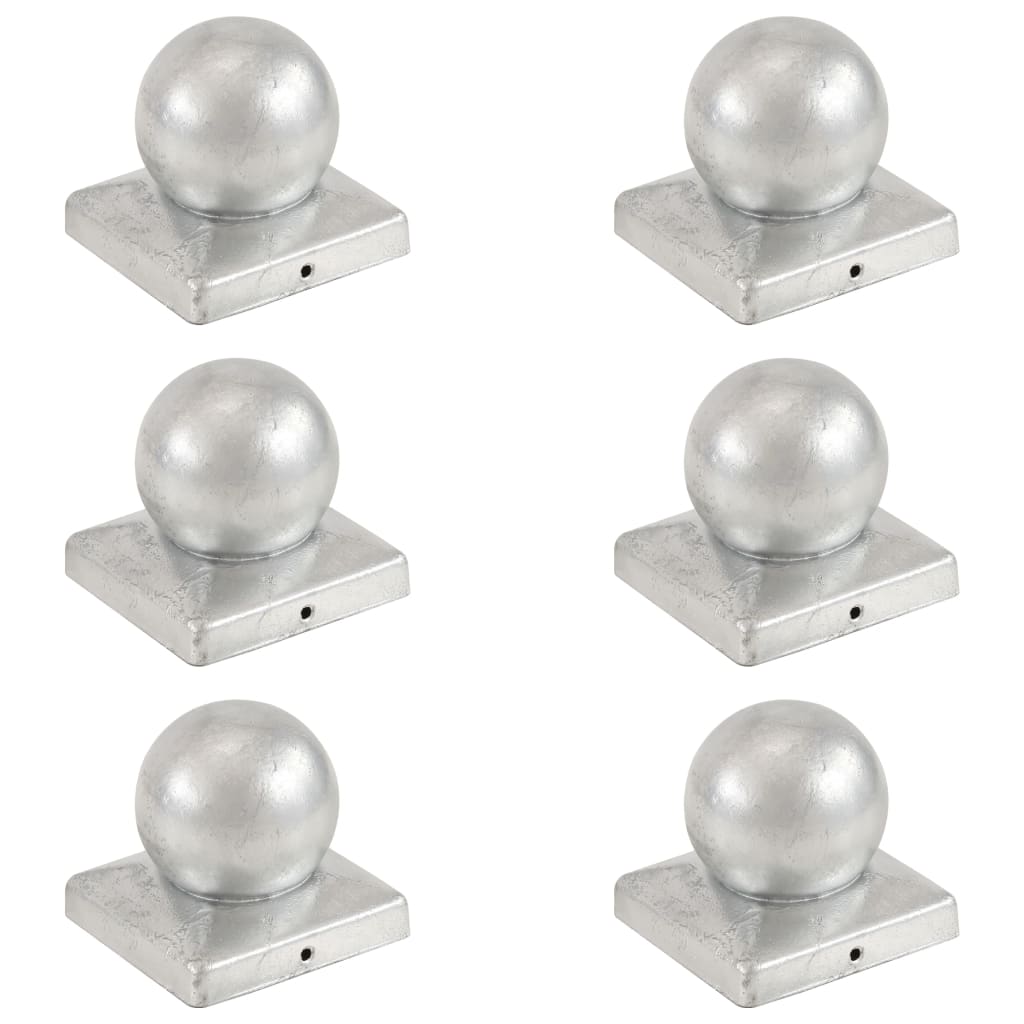 globusformet stolpehætte 6 stk. 101x101 mm galvaniseret metal
