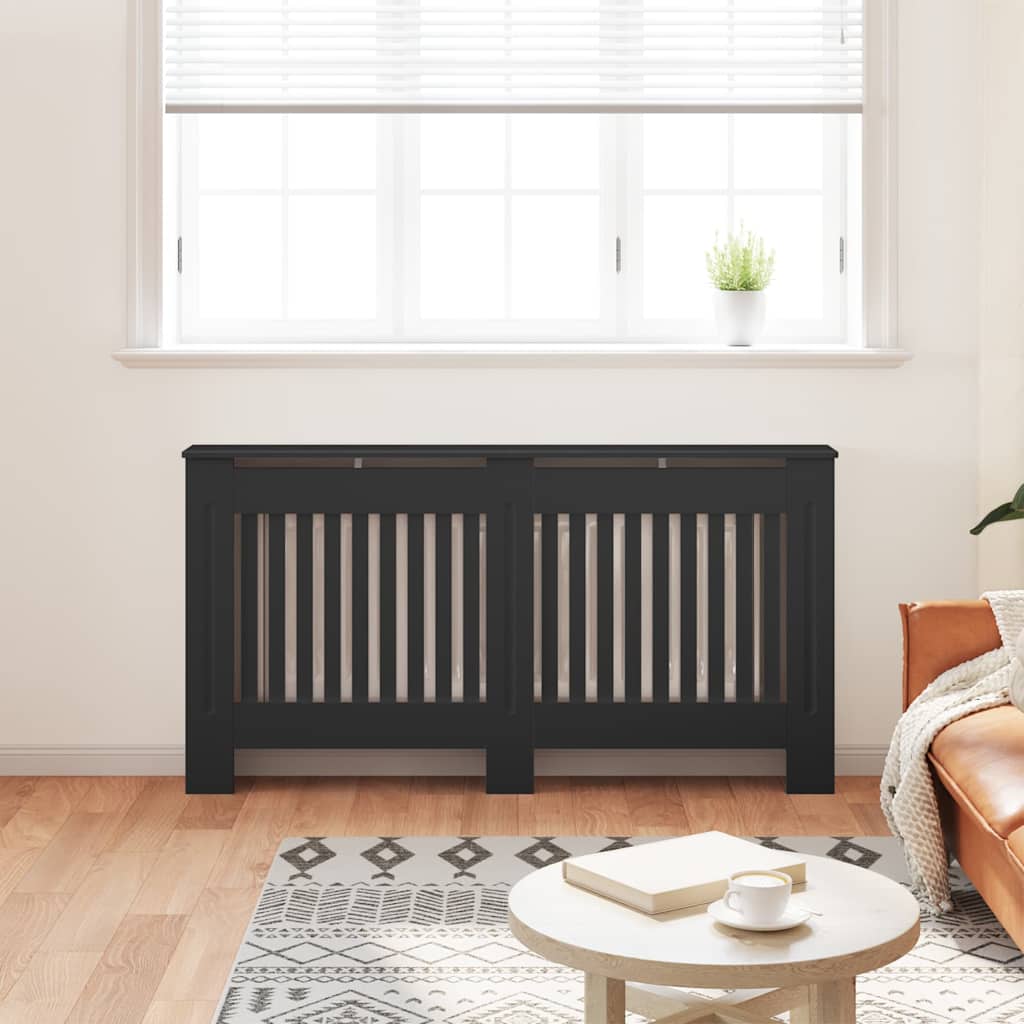 radiatorskjuler 152x19x81,5 cm konstrueret træ sort