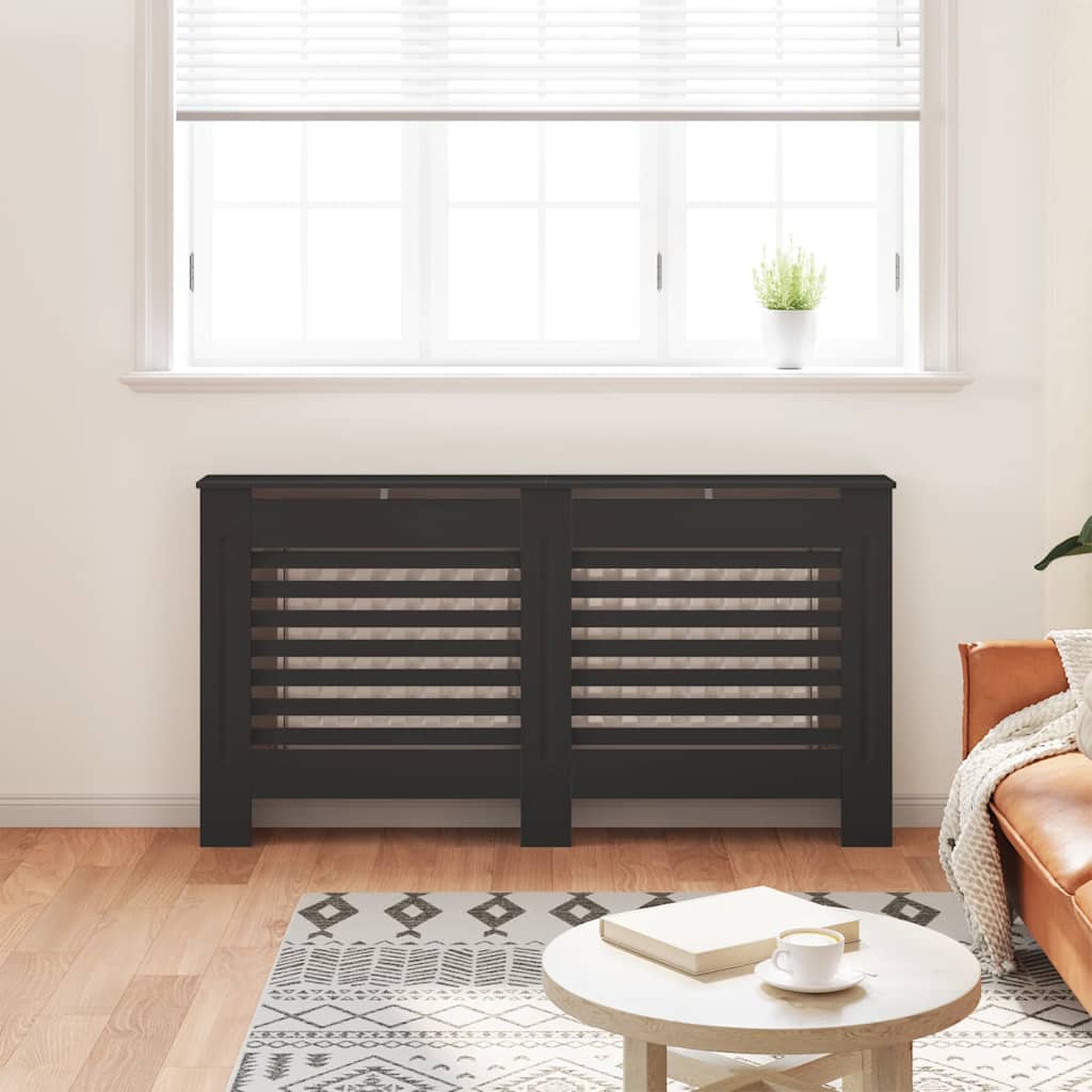 radiatorskjuler 152x19x81,5 cm MDF sort