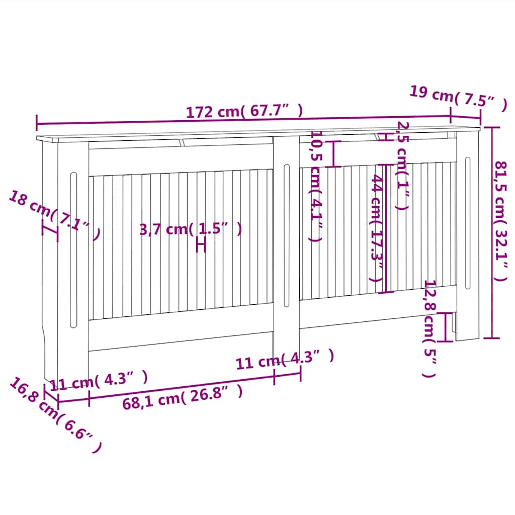 radiatorskjuler 172x19x81,5 cm MDF