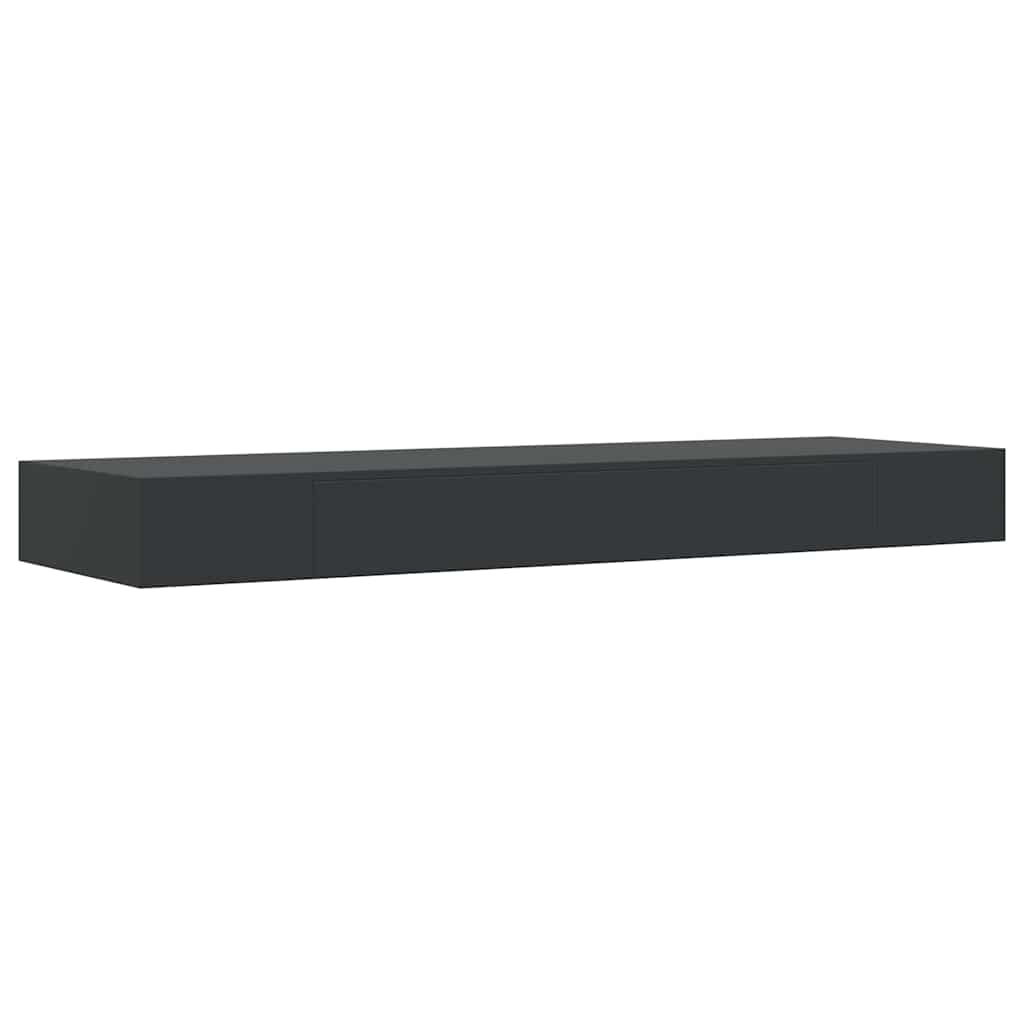 væghylde med skuffe 80x25x8 cm sort