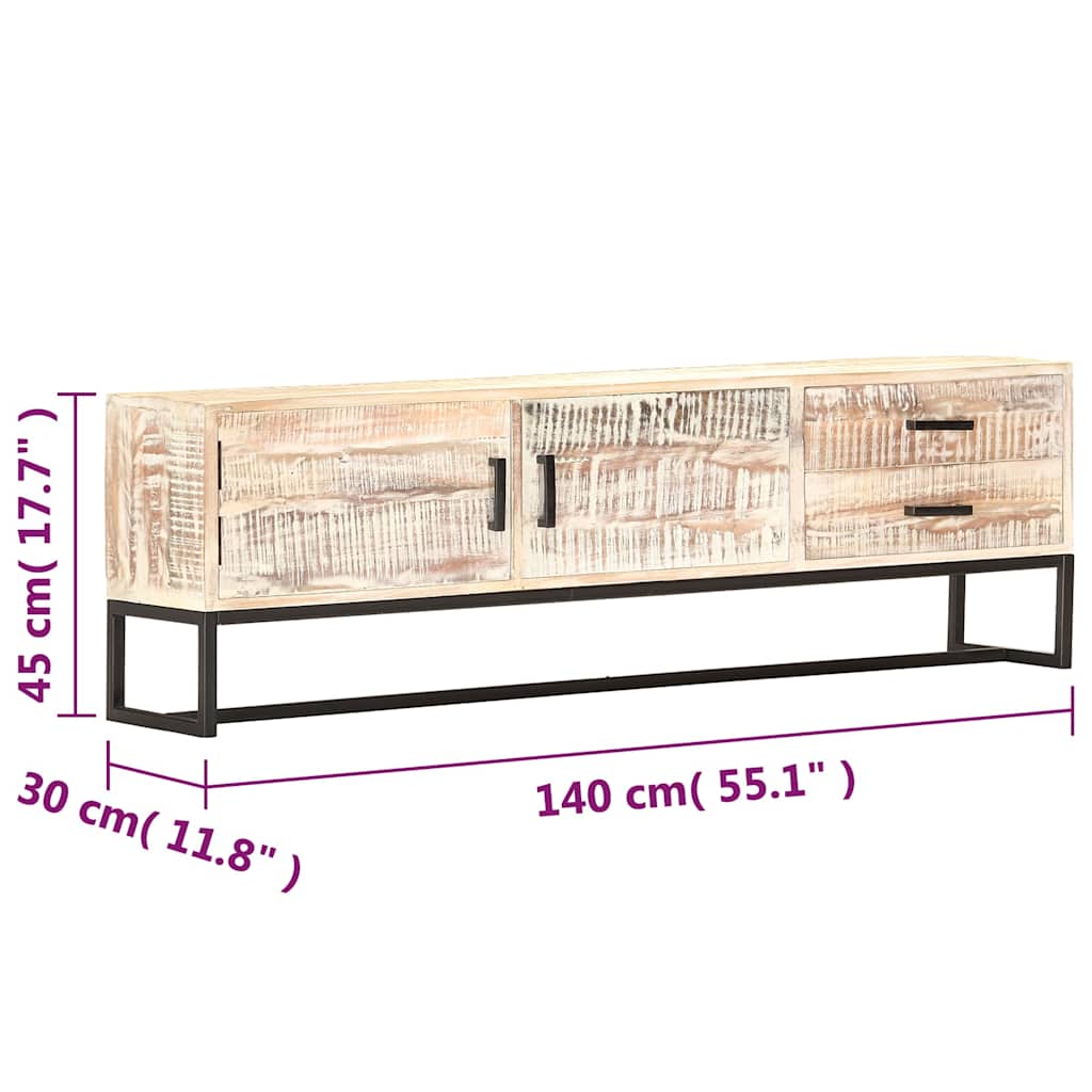 tv-skab 140 x 30 x 45 cm massivt akacietræ hvid
