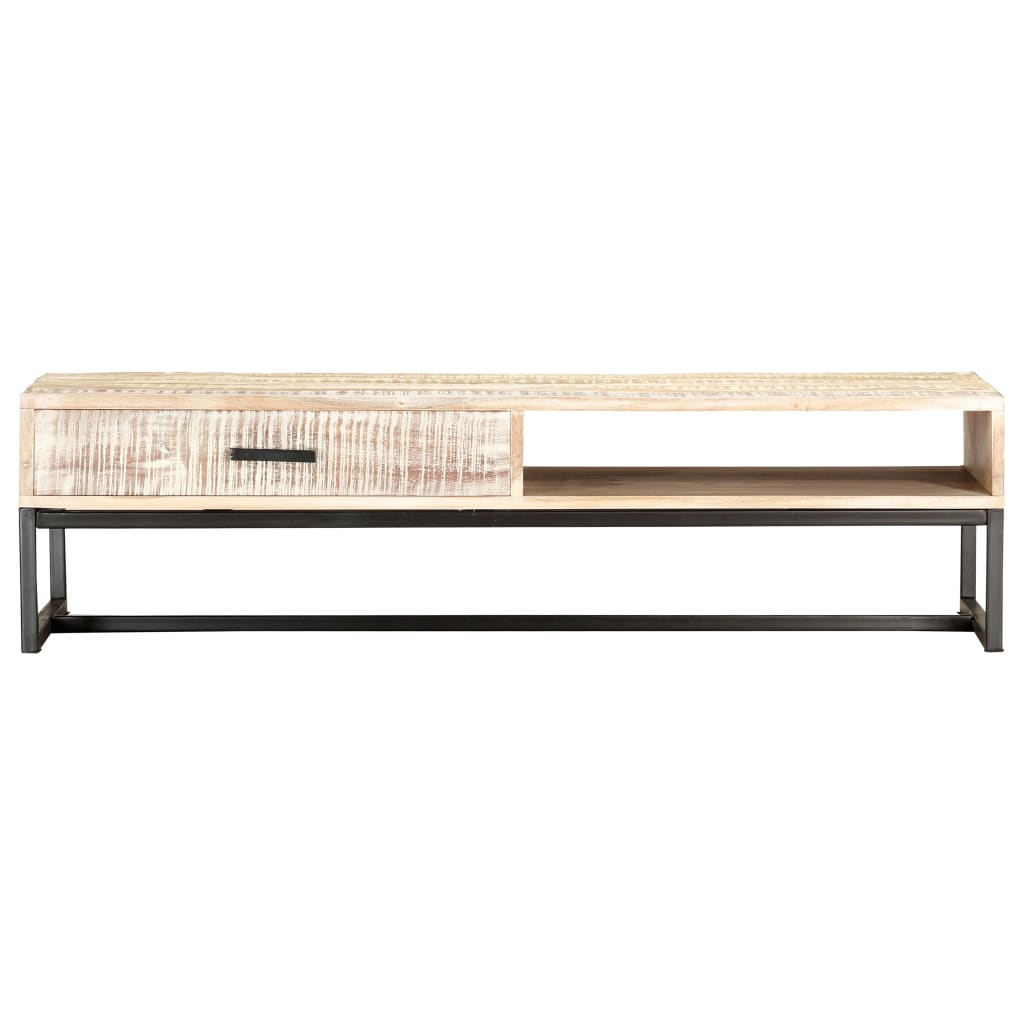 sofabord 117 x 50 x 30 cm massivt akacietræ hvid
