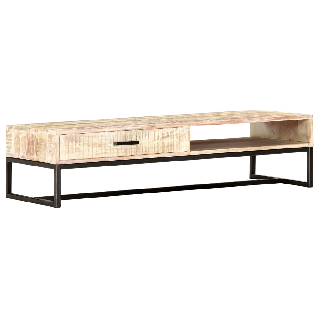 sofabord 117 x 50 x 30 cm massivt akacietræ hvid